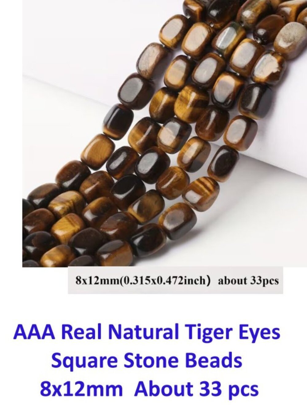 AAA Real Natural Tiger Eyes Stone Beads 8x12mm Square Beads About 33 pcs
